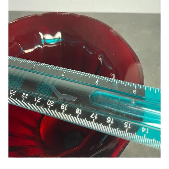 Vintage Anchor Hocking Ruby Red Pineapple Vase 9" Fluted Scalloped Art Glass - Picture 8 of 14